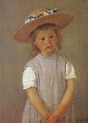 Mary Cassatt The gril wearing the strawhat oil painting on canvas